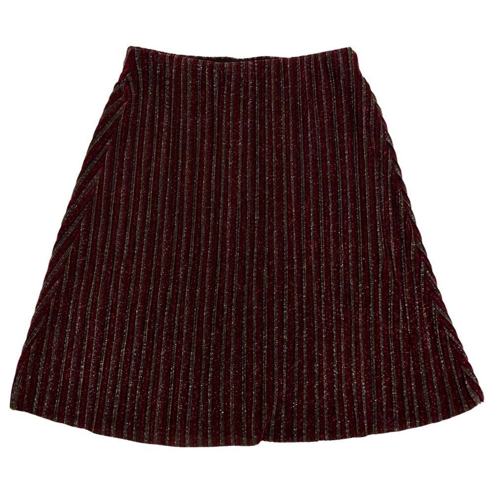 ECI Multicolored Metallic Striped Midi Skirt (L)
